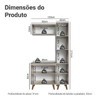 Conjunto Gabinete Para Banheiro 120cm 5 Portas Nice Madesa 03 Crema - 3