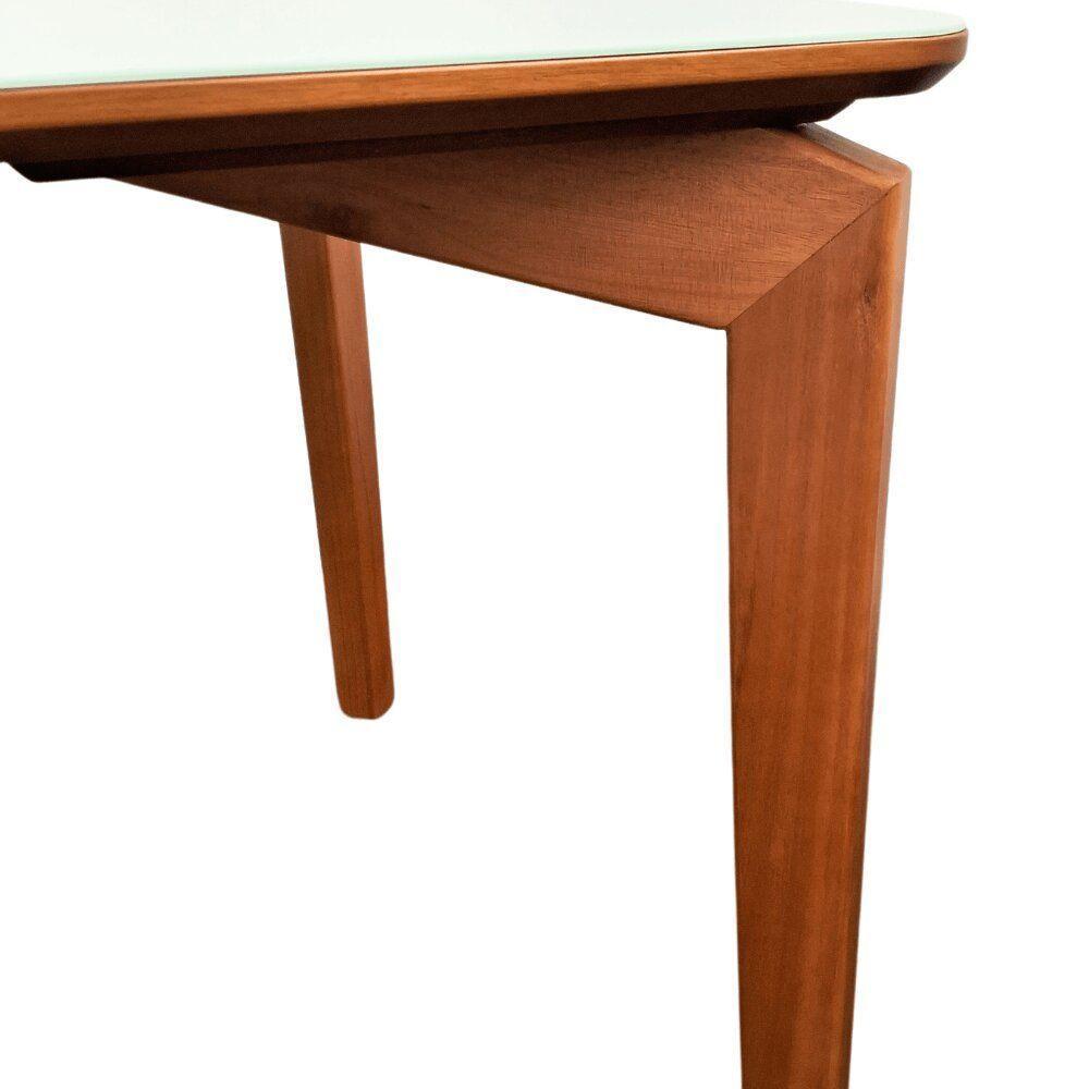 Mesa Alpha 130x90cm - Castanho Claro Tampo Vidro Off White - 3