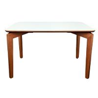 Mesa Alpha 130x90cm - Castanho Claro Tampo Vidro Off White - 1