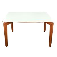 Mesa Alpha 130x90cm - Castanho Claro Tampo Vidro Off White - 2