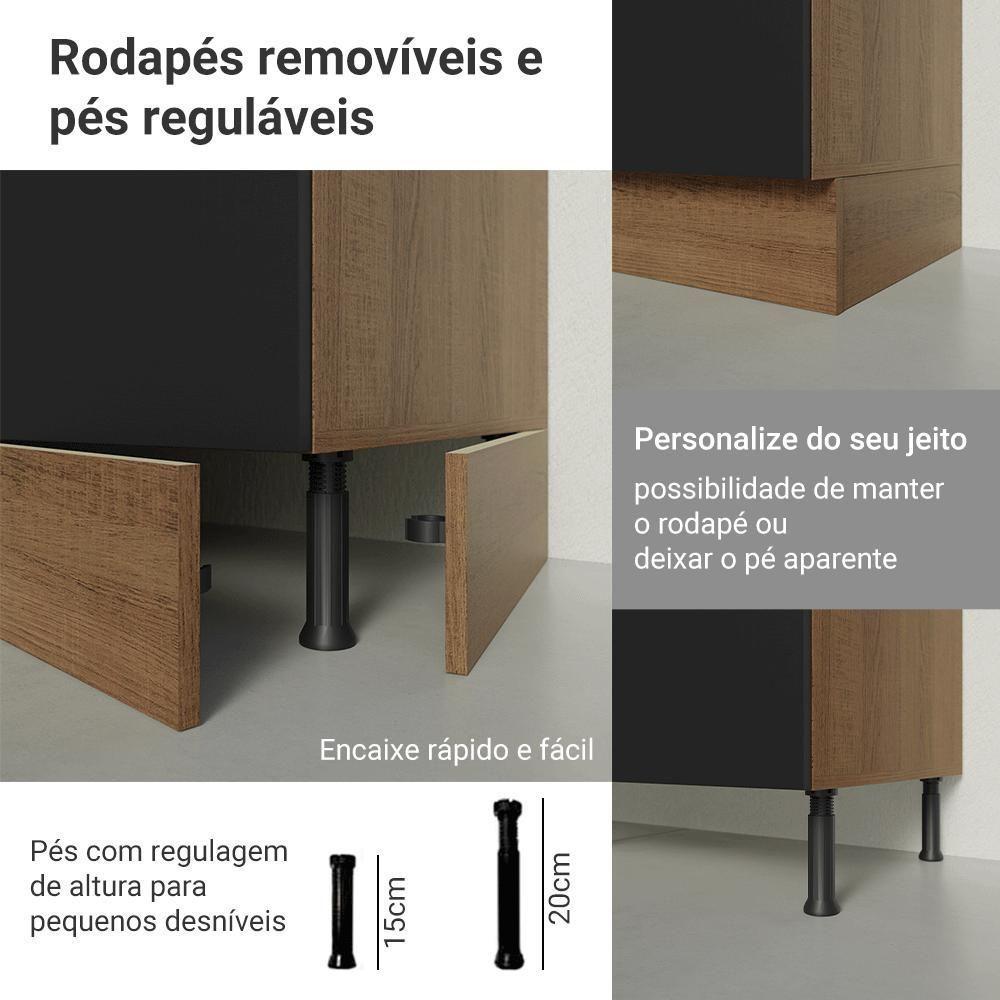 Conjunto Gabinete Para Banheiro 120cm 3 Portas 3 Gavetas Agata Madesa 01 Rustic-preto - 8