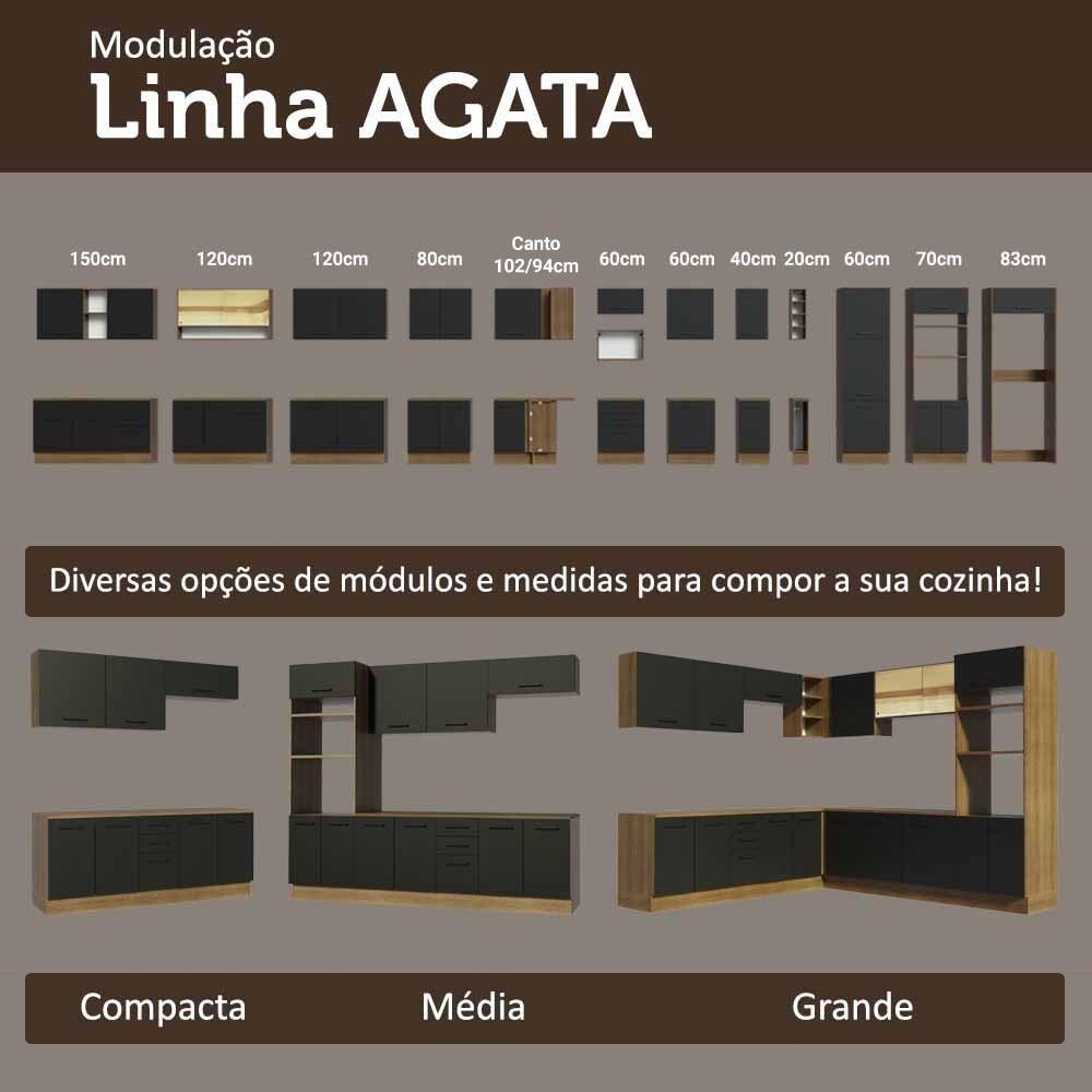 Conjunto Gabinete Para Banheiro 120cm 3 Portas 3 Gavetas Agata Madesa 01 Rustic-preto - 9