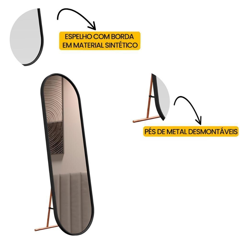 Toucador Alamanda Quarto Com Espelho E Pés Metálico Preto-bronze - 3