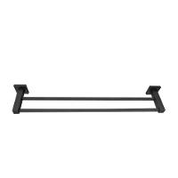 Porta Toalha Reto Duplo Para Banheiro Metal 60cm Preto Fosco - 4