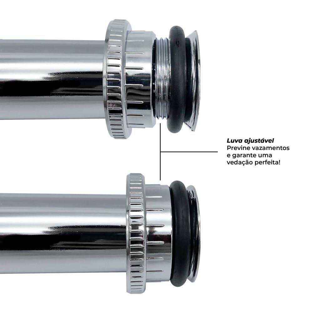 Tubo De Ligação Ajustável 25cm Vaso Sanitário Cromado Abs - 2