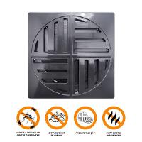 Ralo Grelha Anti-inseto Automático Inteligente Quadrado 15x15cm Banheiro Lavatório Preto Abs - 2