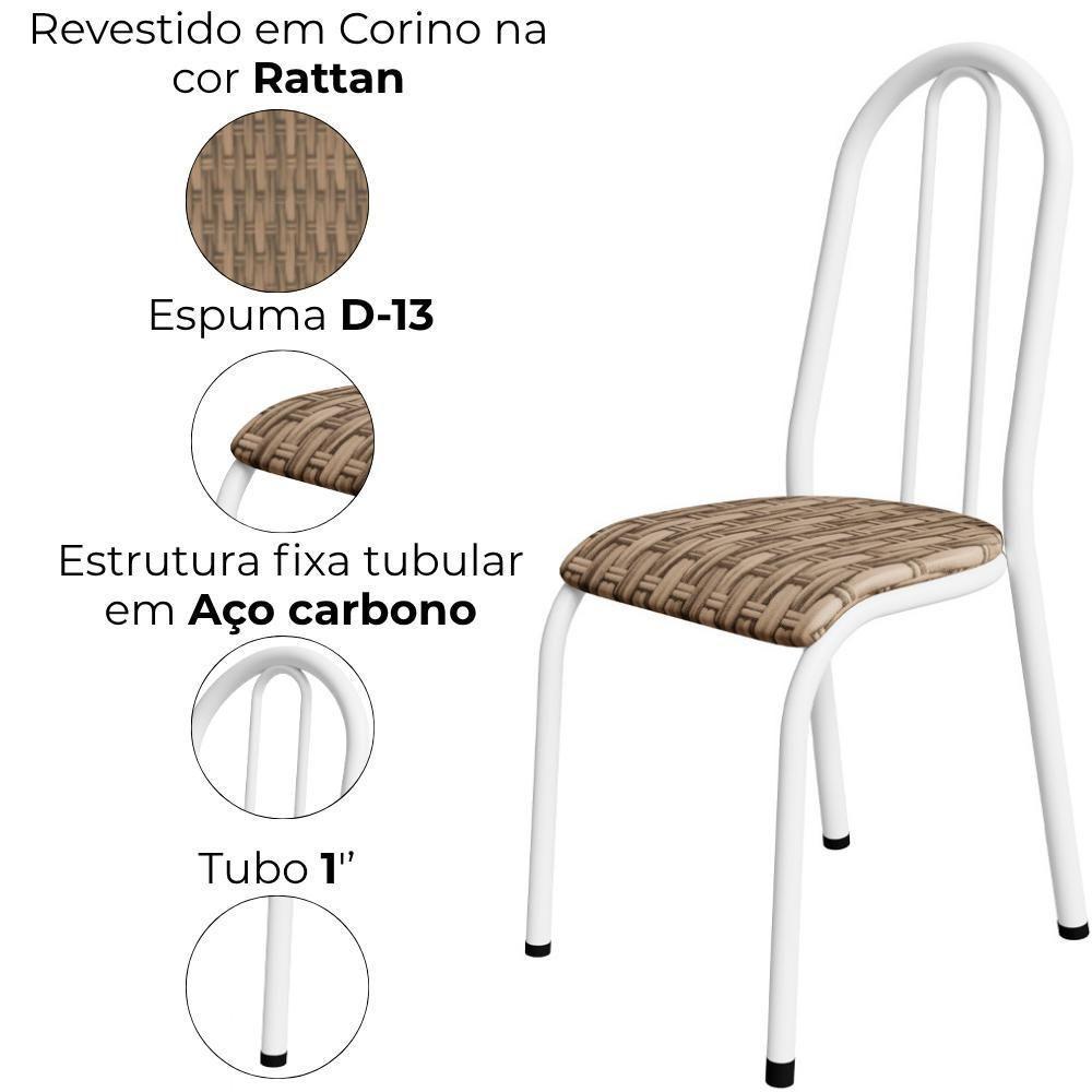 Cadeira Tubular America 056 Branco Assento Rattan Artef - 5