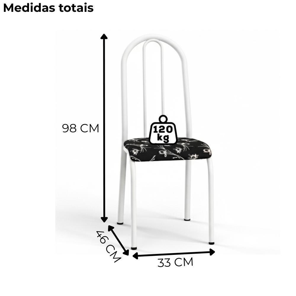 Cadeira Tubular America 056 Branco Assento Preto Flor Artef - 3