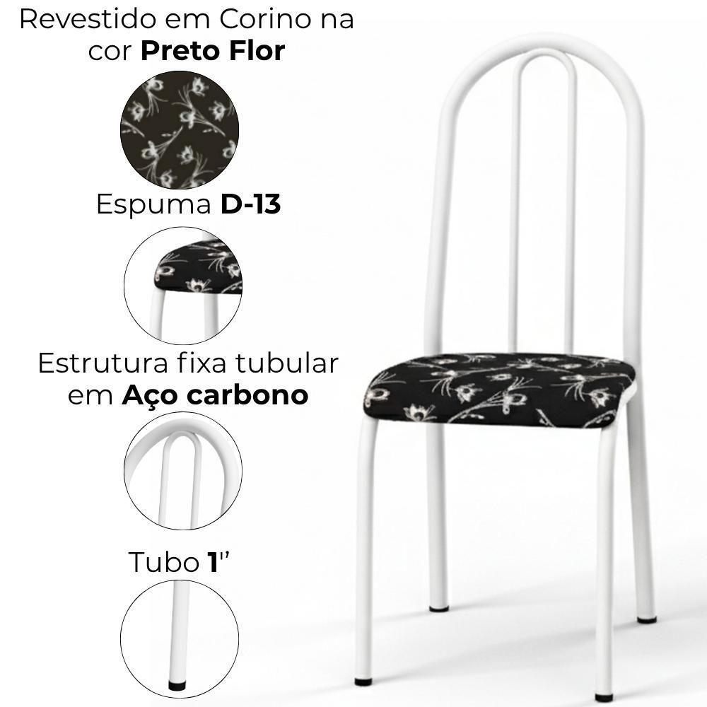Cadeira Tubular America 056 Branco Assento Preto Flor Artef - 5