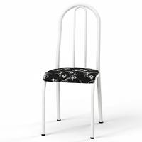 Cadeira Tubular America 056 Branco Assento Preto Flor Artef - 1
