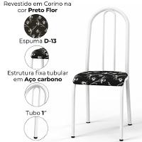 Cadeira Tubular America 056 Branco Assento Preto Flor Artef - 5