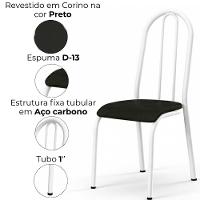 Cadeira Tubular America 056 Branco Assento Preto Artef - 5