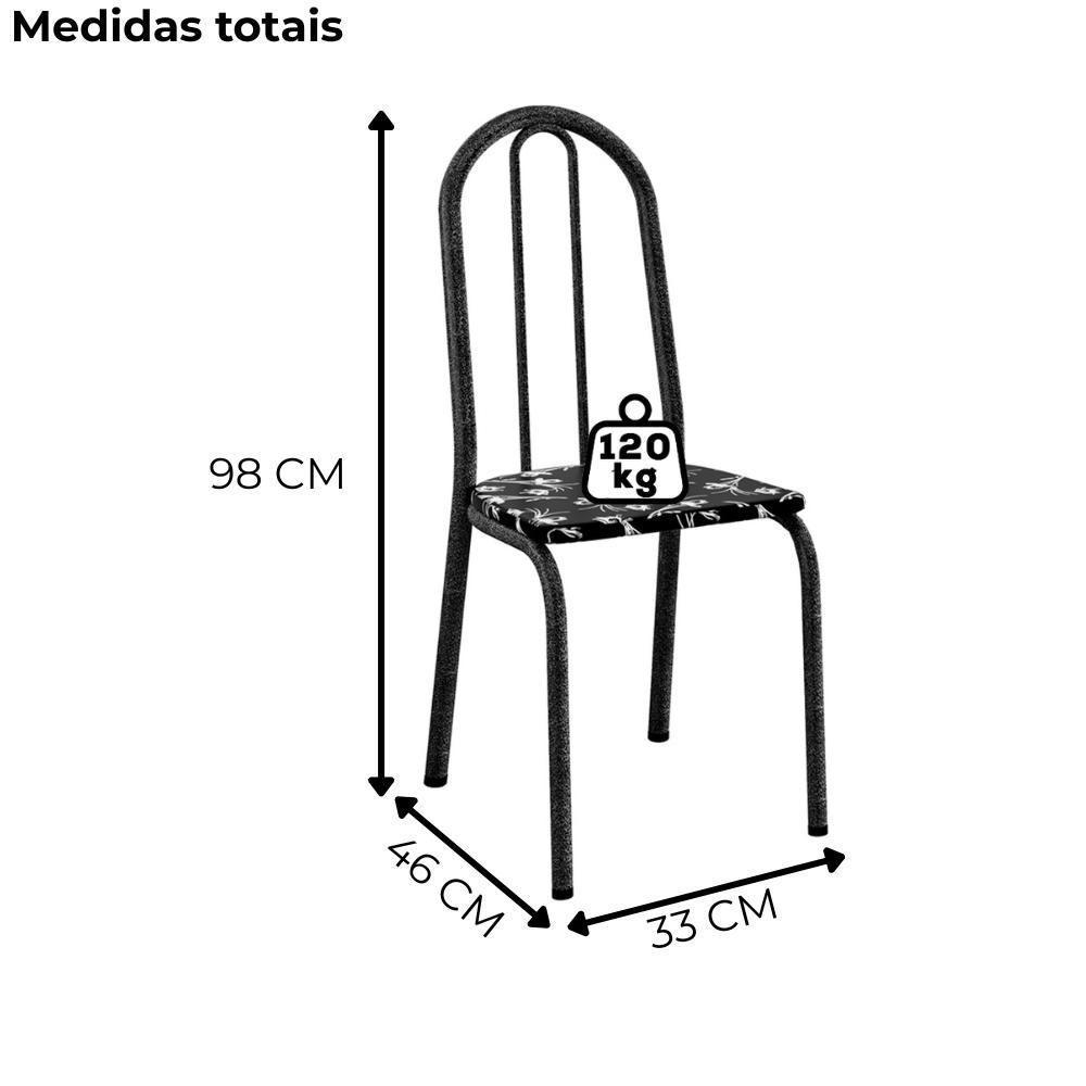 Cadeira Tubular America 050 Cromo Preto Assento Preto Flor Artef Preto Flor - 4