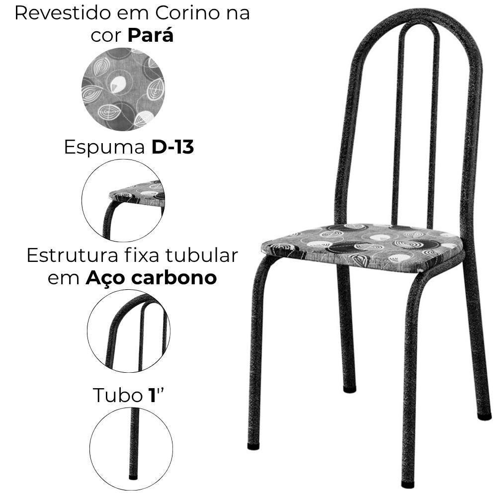Cadeira Tubular America 050 Cromo Preto Assento Pará Artef Pará - 5