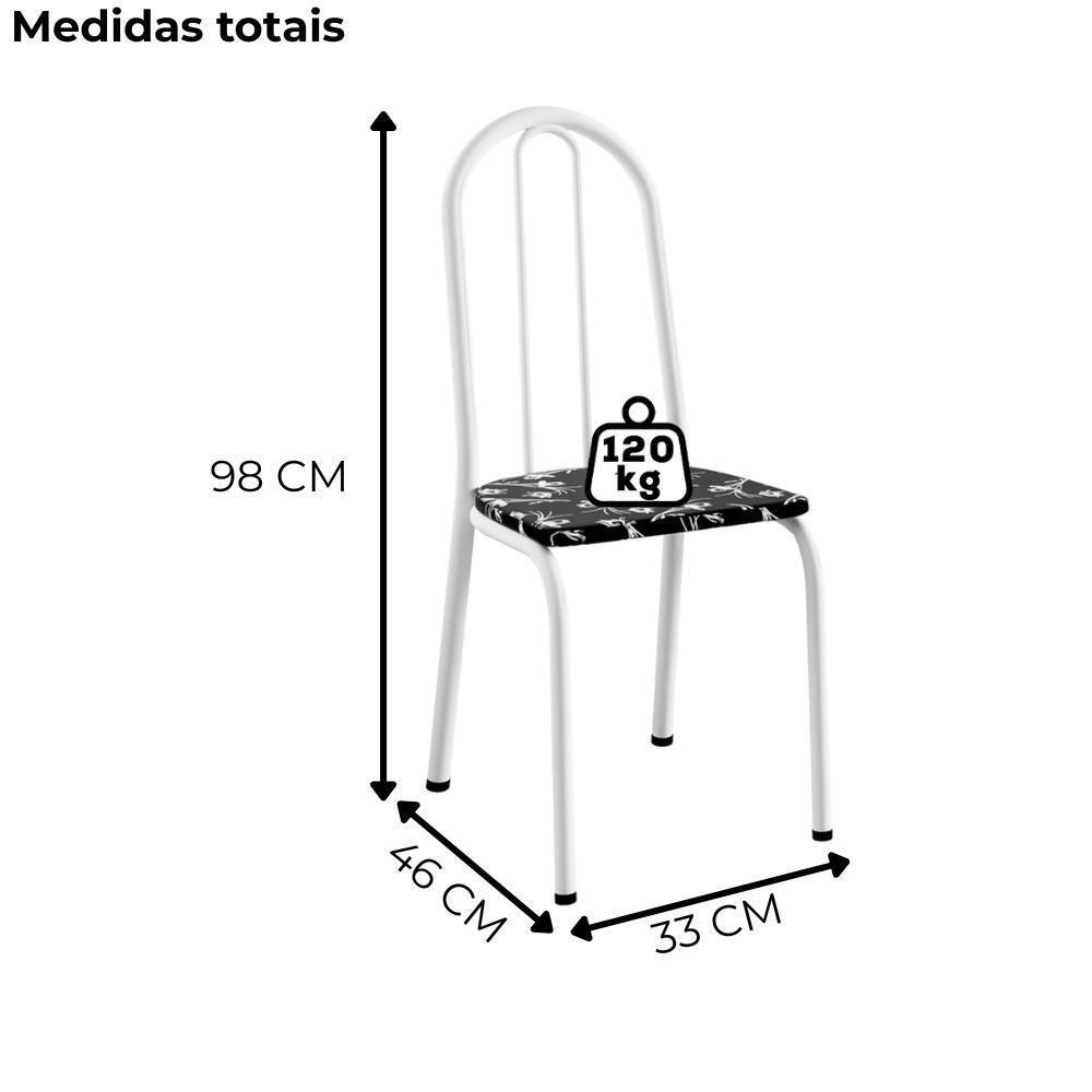Cadeira Tubular America 050 Branco Assento Preto Flor Artef Preto Flor - 3
