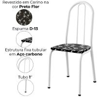 Cadeira Tubular America 050 Branco Assento Preto Flor Artef Preto Flor - 5