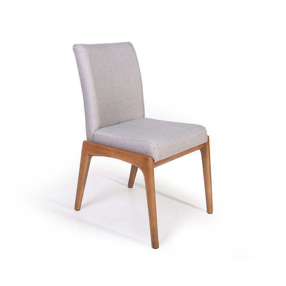 Cadeira De Jantar Estofada Sara Cinza Claro - 1