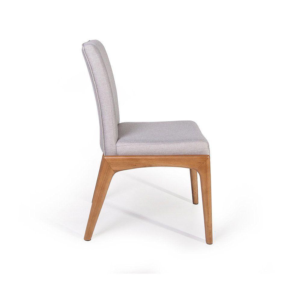 Cadeira De Jantar Estofada Sara Cinza Claro - 2