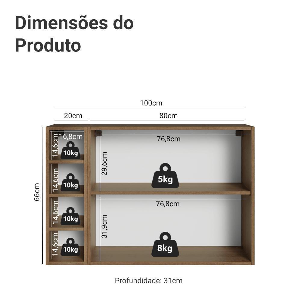 Buffet Aparador Com Adega 100cm 2 Portas Vik Madesa 16 Rustic-verde - 3