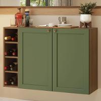 Buffet Aparador Com Adega 100cm 2 Portas Vik Madesa 16 Rustic-verde - 1