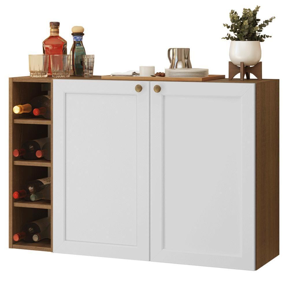 Buffet Aparador Com Adega 100cm 2 Portas Vik Madesa 16 Rustic-branco - 2