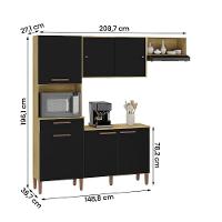 Armario Cozinha Com Balcão Pop Com 6 Portas E 1 Gaveta Wood Madeirado-preto Fosco - 4