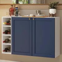 Buffet Aparador Com Adega 100cm 2 Portas Vik Madesa 16 Branco-azul - 1