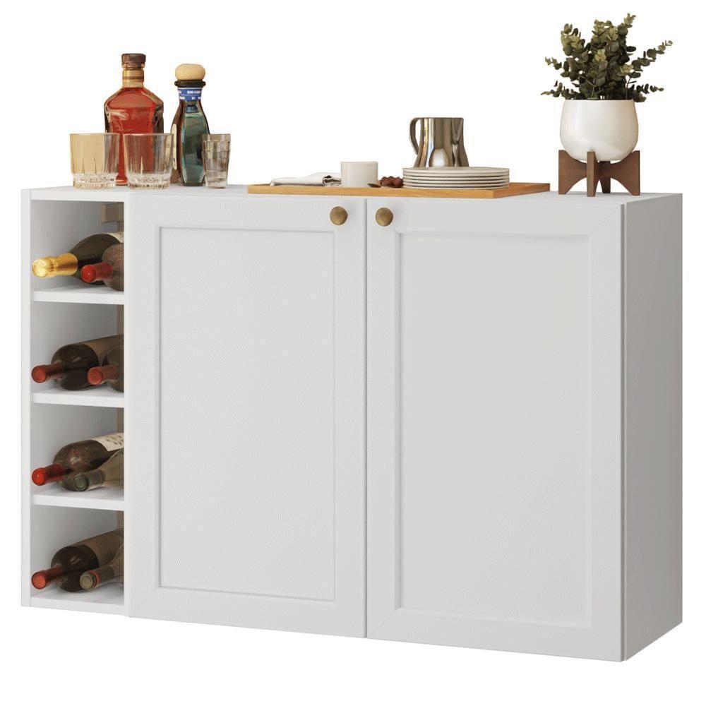 Buffet Aparador Com Adega 100cm 2 Portas Vik Madesa 16 Branco - 2