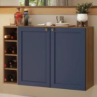 Buffet Aparador Com Adega 100cm 2 Portas Vik Madesa 16 Rustic-azul - 1