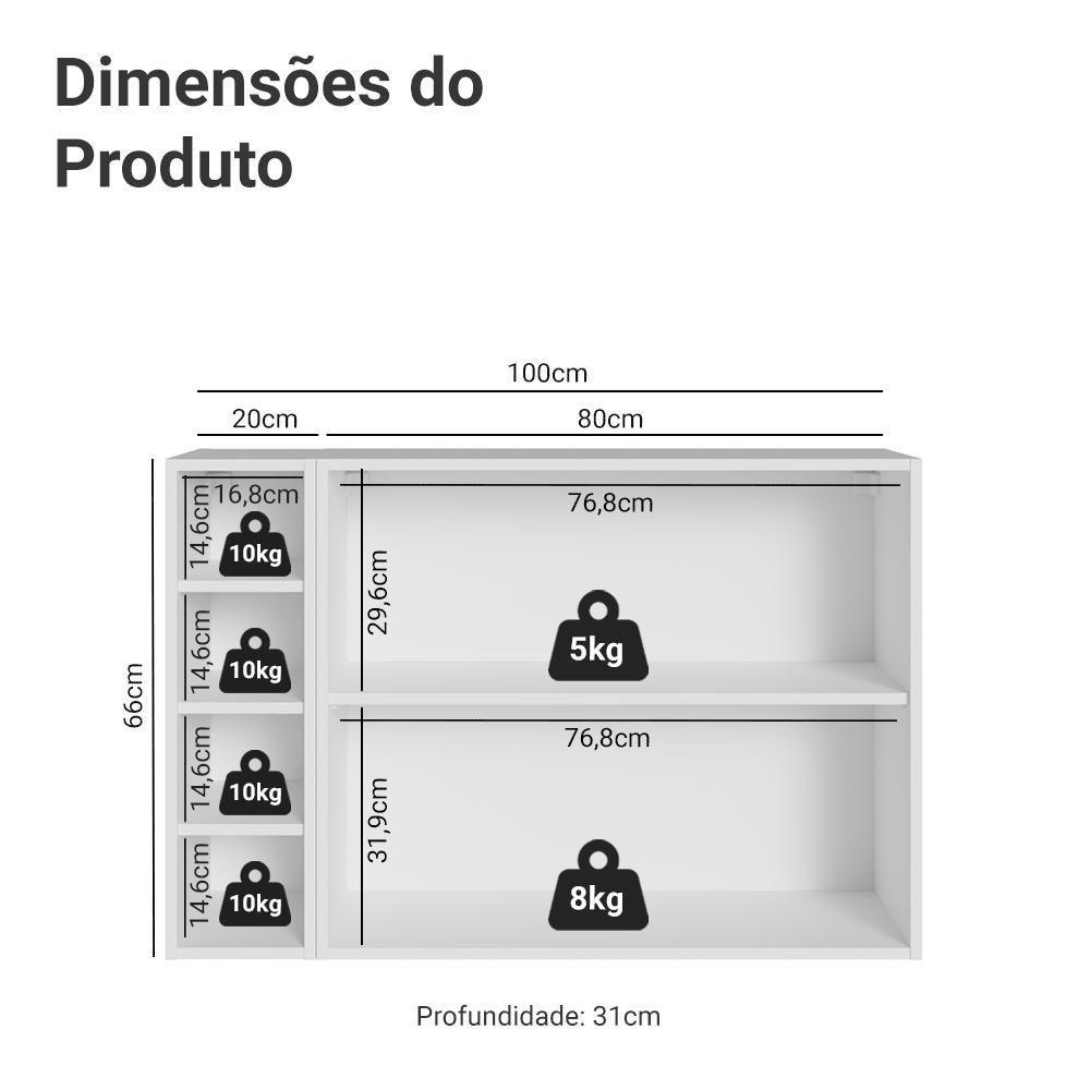 Buffet Aparador Com Adega 100cm 2 Portas Vik Madesa 16 Branco-verde - 3