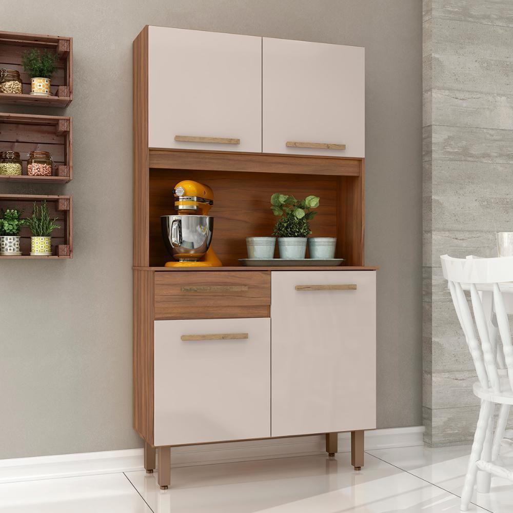 Armario De Cozinha Kit Uruguai 91 Cm 4 Portas E 1 Gaveta Freijo-baunilha - 2