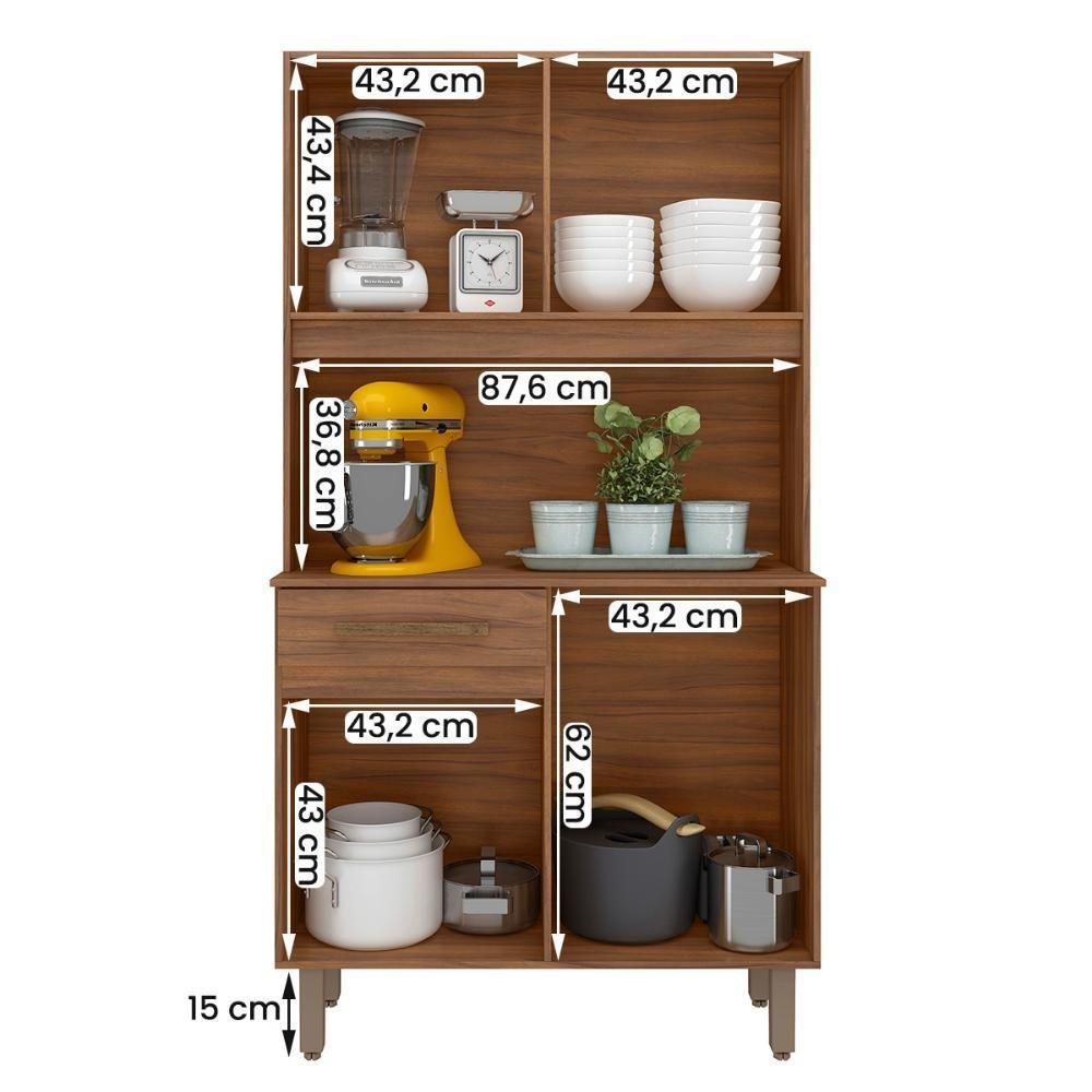 Armario De Cozinha Kit Uruguai 91 Cm 4 Portas E 1 Gaveta Freijo-baunilha - 3