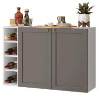 Buffet Aparador Com Adega 100cm 2 Portas Vik Madesa 16 Branco-cinza - 2