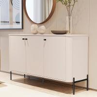 Aparador Buffet Tucupí Sala Com 3 Portas E Pés De Metal Off White-preto - 2