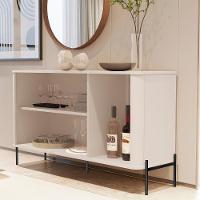 Aparador Buffet Tucupí Sala Com 3 Portas E Pés De Metal Off White-preto - 3