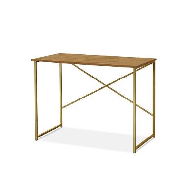 Aparador Steel 90 Cm Estilo Industrial Com Pés Em Aço Dourado-naturale