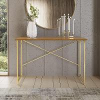 Aparador Steel 90 Cm Estilo Industrial Com Pés Em Aço Dourado-naturale - 2