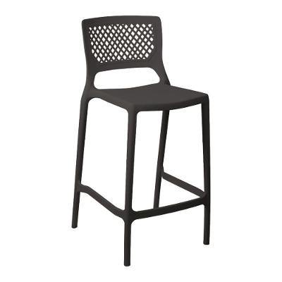 Banqueta Alta Para Cozinha Grafite Empilhável Vênus Em Polipropileno Acrilys