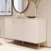 Aparador Buffet Tucupí Sala Com 3 Portas E Pés De Metal Off White-dourado - 2