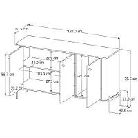 Aparador Buffet Tucupí Sala Com 3 Portas E Pés De Metal Off White-dourado - 4