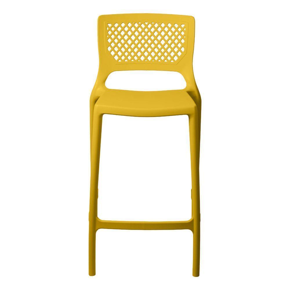 Banqueta Alta Para Cozinha Amarela Empilhável Vênus Em Polipropileno Acrilys - 3