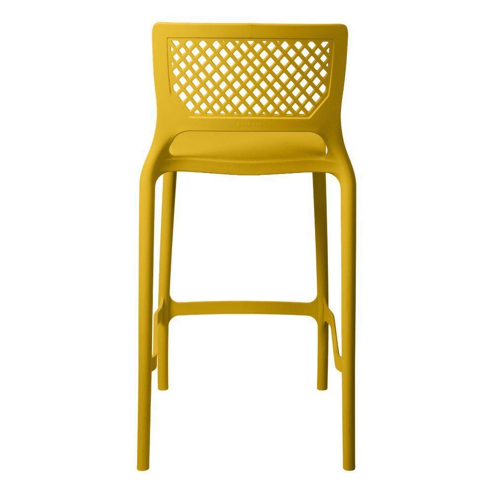 Banqueta Alta Para Cozinha Amarela Empilhável Vênus Em Polipropileno Acrilys - 4