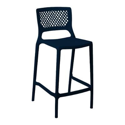 Banqueta Alta Para Cozinha Azul Marinho Empilhável Vênus Em Polipropileno Acrilys