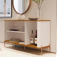 Aparador Buffet Tucupí Sala Com 3 Portas E Pés De Metal Off White-nature-bronze - 3