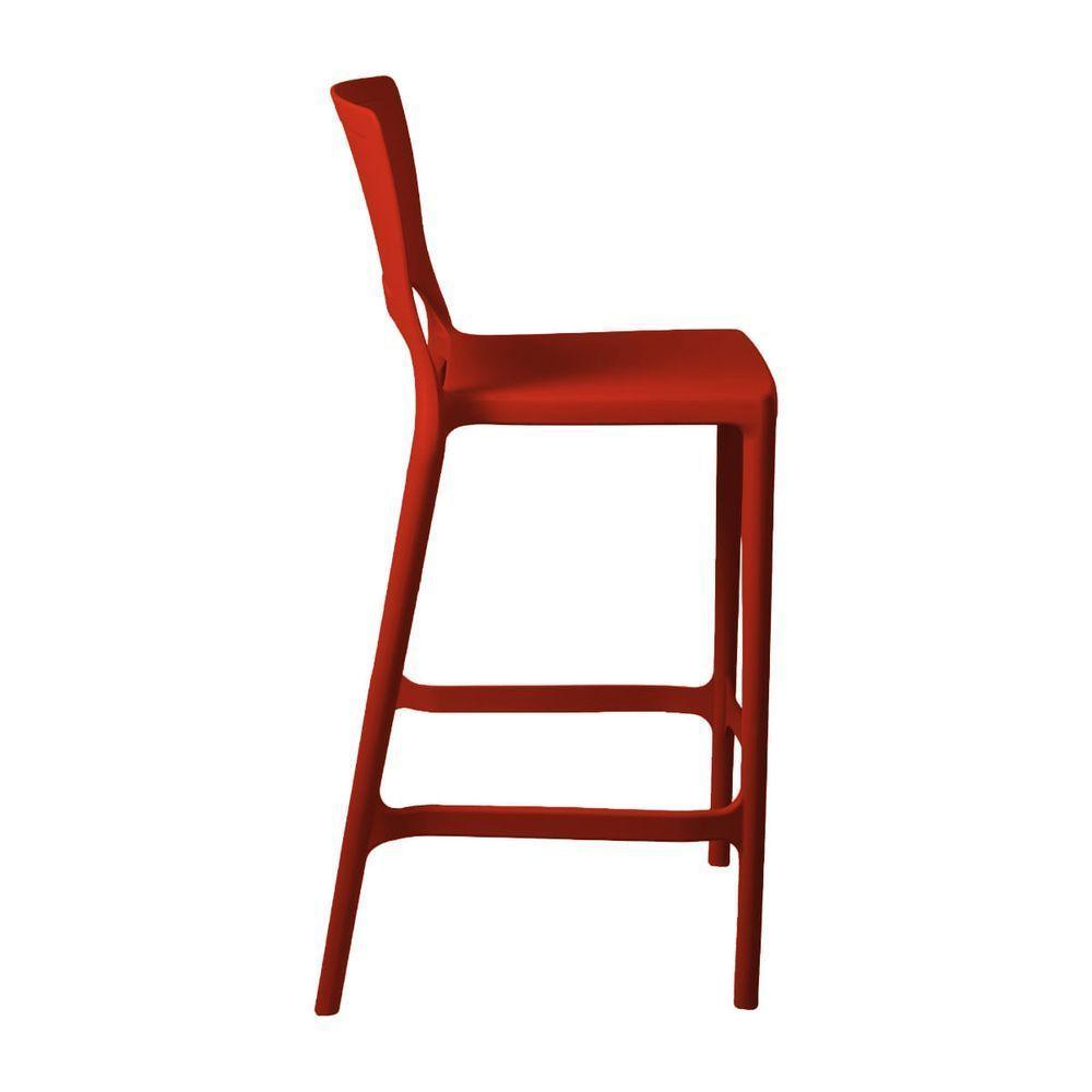 Banqueta Alta Cozinha Vermelho Empilhável Urano Em Polipropileno Acrilys - 2