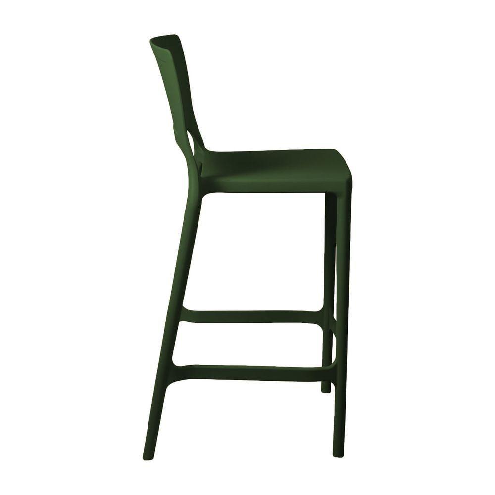 Banqueta Alta Cozinha Verde Musgo Empilhável Urano Em Polipropileno Acrilys - 2