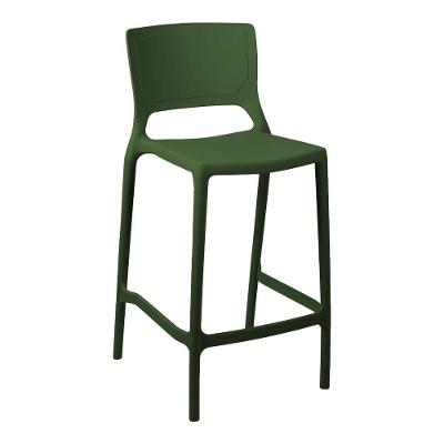 Banqueta Alta Cozinha Verde Musgo Empilhável Urano Em Polipropileno Acrilys