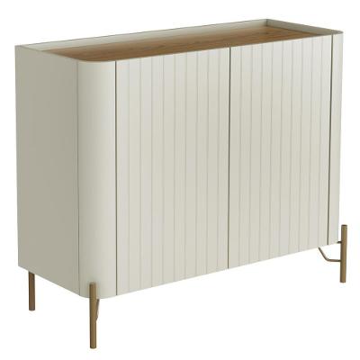 Aparador Buffet Sala De Jantar 2 Portas Brise Pés Industrial Dourado Naim I03 Luna Louro - Lyam