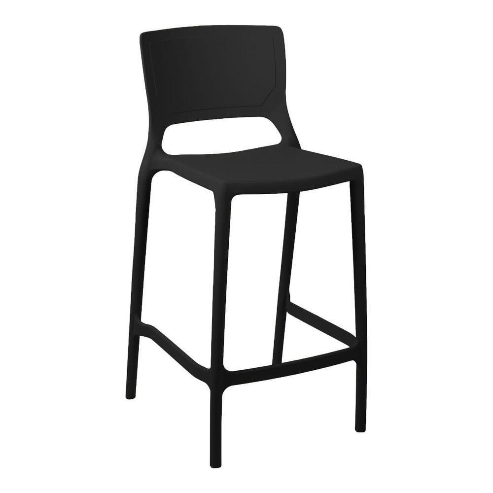 Banqueta Alta Cozinha Preta Empilhável Urano Em Polipropileno Acrilys - 1