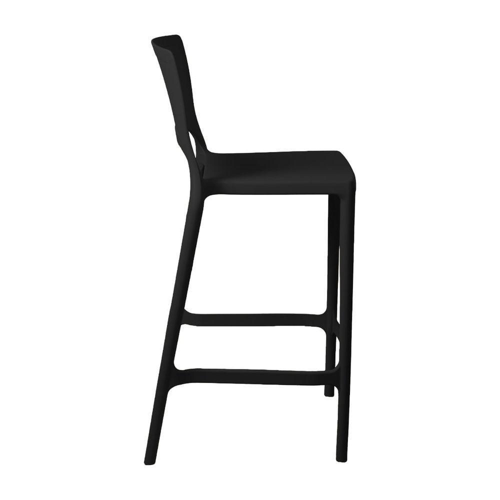 Banqueta Alta Cozinha Preta Empilhável Urano Em Polipropileno Acrilys - 2